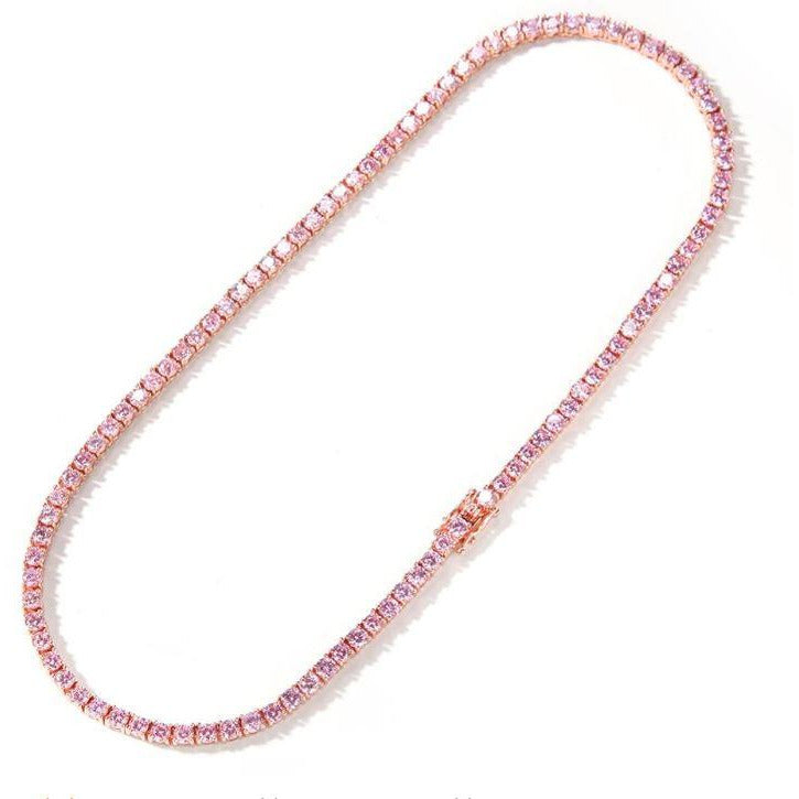 18K Rose Gold Diamond Tennis Necklace store Pink 4ct Classic Style Chain 18